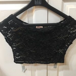 Black lace crop top